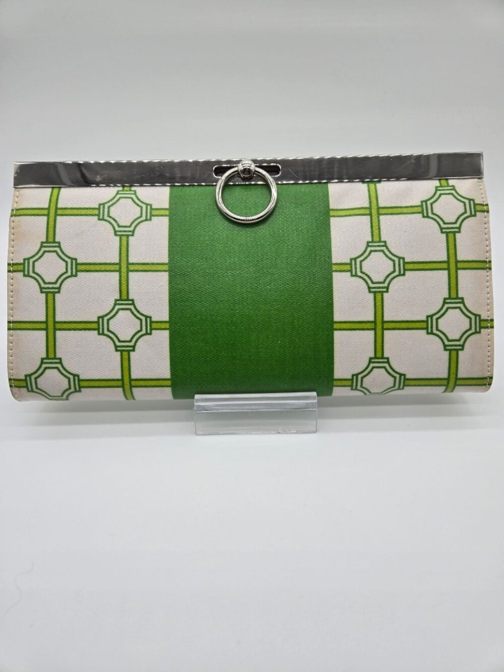 Ellen Allen Annapolis Oxford Clutch Calvert Green Organizer Wallet EUC